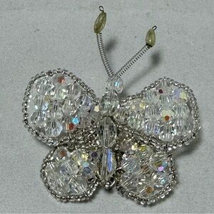 Vintage Signed Vendome AB Crystal Butterfly Trembler Brooch